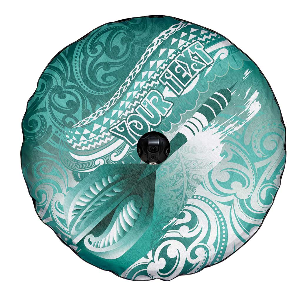Personalised New Zealand Aotearoa Darts Masters Spare Tire Cover Maori Art Tattoo with Tribal Dart Symbol Teal Color LT03 - Polynesian Pride