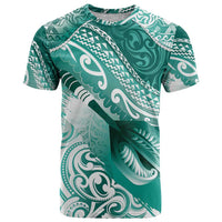 Personalised New Zealand Aotearoa Darts Masters T Shirt Maori Art Tattoo with Tribal Dart Symbol Teal Color LT03 Teal - Polynesian Pride