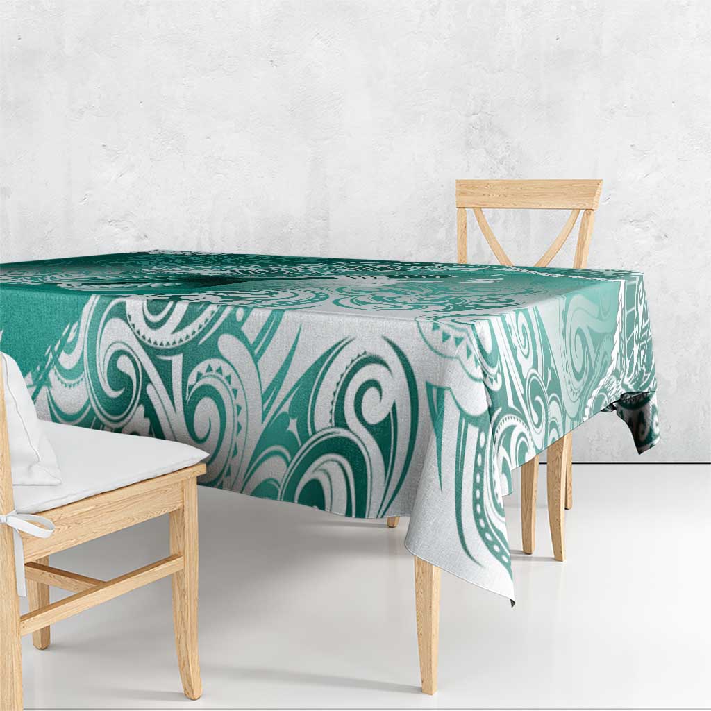 Personalised New Zealand Aotearoa Darts Masters Tablecloth Maori Art Tattoo with Tribal Dart Symbol Teal Color LT03 - Polynesian Pride