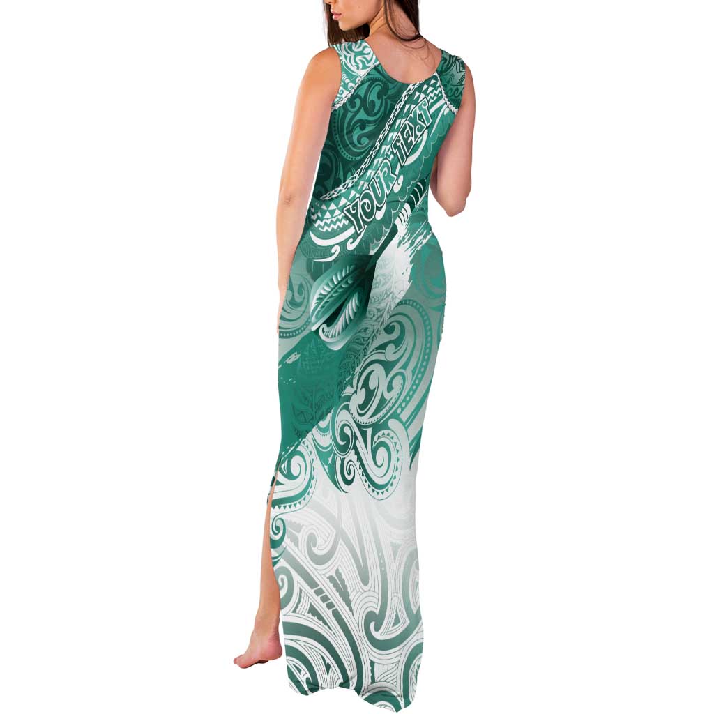 Personalised New Zealand Aotearoa Darts Masters Tank Maxi Dress Maori Art Tattoo with Tribal Dart Symbol Teal Color LT03 - Polynesian Pride