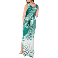 Personalised New Zealand Aotearoa Darts Masters Tank Maxi Dress Maori Art Tattoo with Tribal Dart Symbol Teal Color LT03 - Polynesian Pride