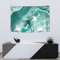 Personalised New Zealand Aotearoa Darts Masters Tapestry Maori Art Tattoo with Tribal Dart Symbol Teal Color LT03 - Polynesian Pride
