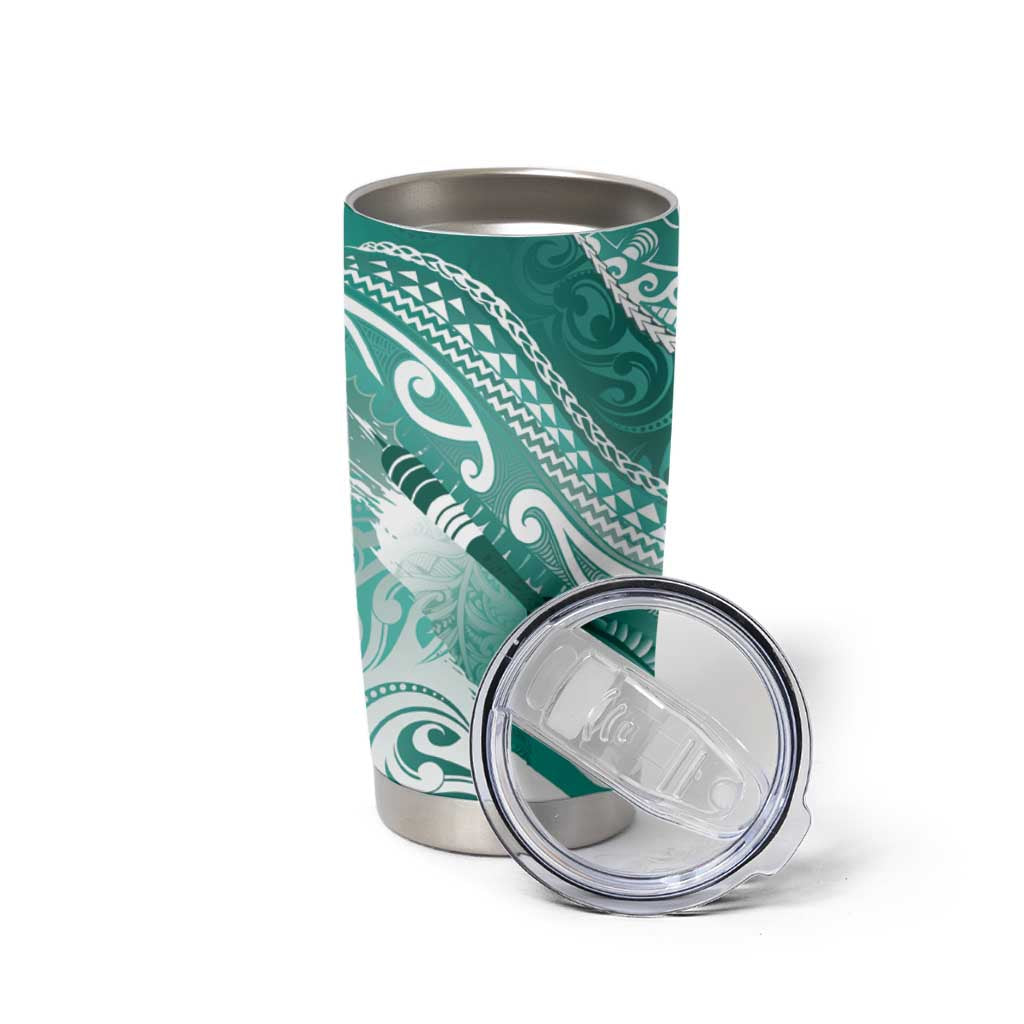 Personalised New Zealand Aotearoa Darts Masters Tumbler Cup Maori Art Tattoo with Tribal Dart Symbol Teal Color LT03 - Polynesian Pride