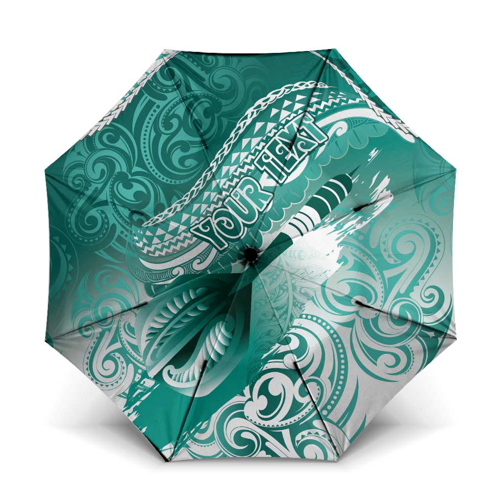Personalised New Zealand Aotearoa Darts Masters Umbrella Maori Art Tattoo with Tribal Dart Symbol Teal Color LT03 One Size Folded 11.42 inch Opened Diameter 37.4 inch Teal - Polynesian Pride