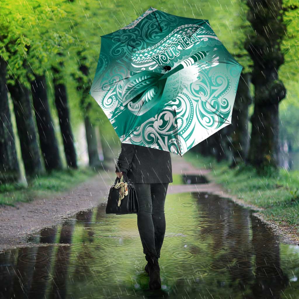 Personalised New Zealand Aotearoa Darts Masters Umbrella Maori Art Tattoo with Tribal Dart Symbol Teal Color LT03 - Polynesian Pride