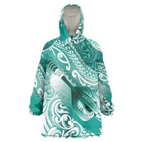 Personalised New Zealand Aotearoa Darts Masters Wearable Blanket Hoodie Maori Art Tattoo with Tribal Dart Symbol Teal Color LT03 One Size Teal - Polynesian Pride