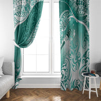 Personalised New Zealand Aotearoa Darts Masters Window Curtain Maori Art Tattoo with Tribal Dart Symbol Teal Color LT03 - Polynesian Pride