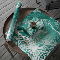 Personalised New Zealand Aotearoa Darts Masters Wrapping Paper Maori Art Tattoo with Tribal Dart Symbol Teal Color - Polynesian Pride