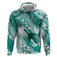 Personalised New Zealand Aotearoa Darts Masters Zip Hoodie Maori Art Tattoo with Tribal Dart Symbol Teal Color LT03 Pullover Hoodie Teal - Polynesian Pride
