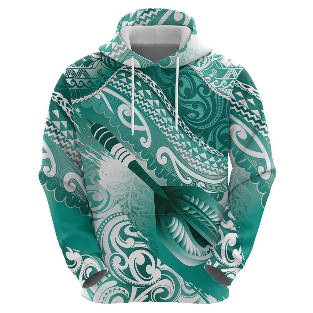 Personalised New Zealand Aotearoa Darts Masters Zip Hoodie Maori Art Tattoo with Tribal Dart Symbol Teal Color LT03 - Polynesian Pride