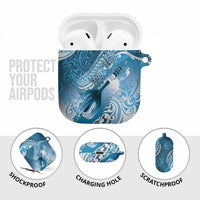Personalised New Zealand Aotearoa Darts Masters AirPods Case Maori Art Tattoo with Tribal Dart Symbol Blue LT03 - Polynesian Pride
