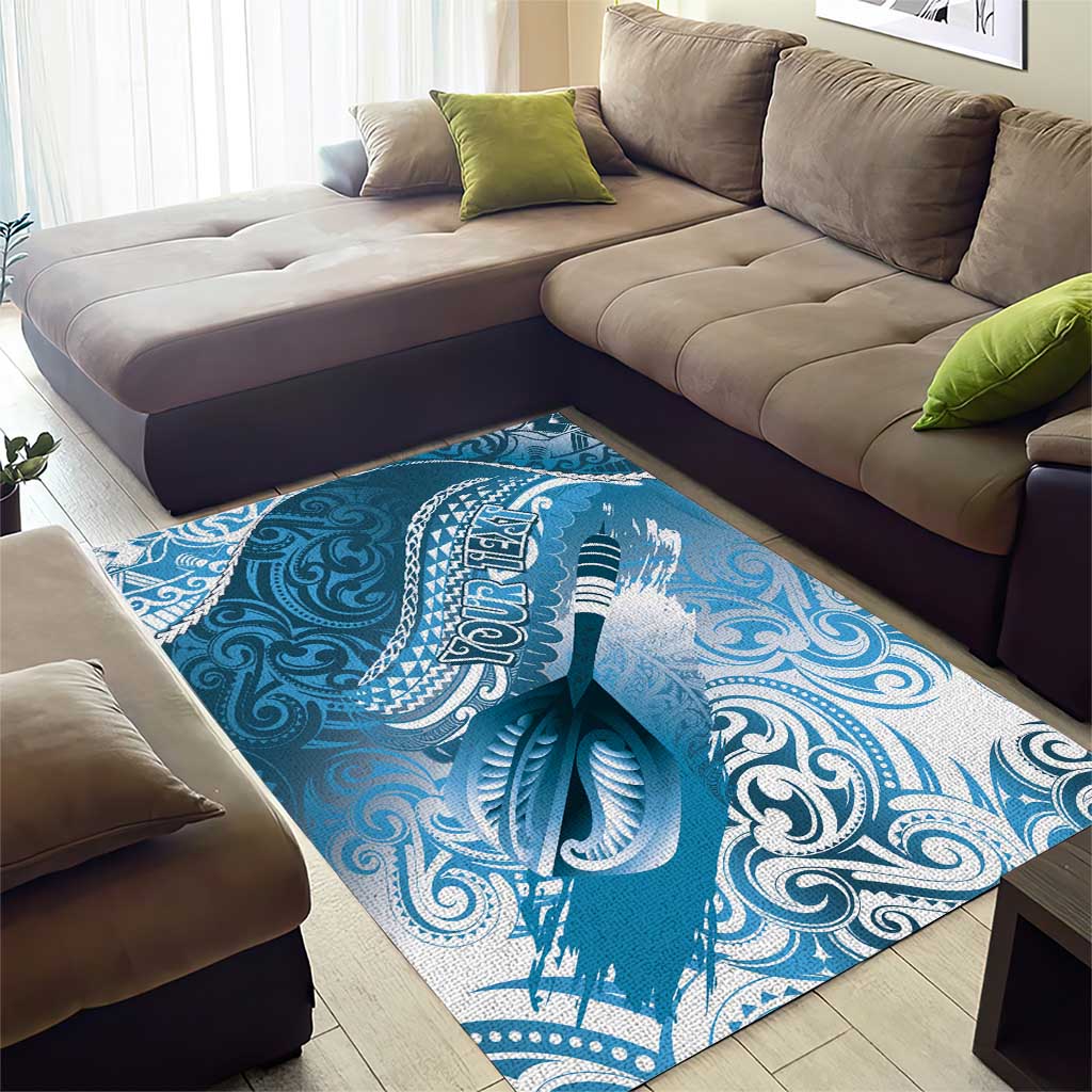 Personalised New Zealand Aotearoa Darts Masters Area Rug Maori Art Tattoo with Tribal Dart Symbol Blue - Polynesian Pride