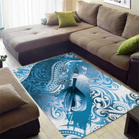 Personalised New Zealand Aotearoa Darts Masters Area Rug Maori Art Tattoo with Tribal Dart Symbol Blue - Polynesian Pride