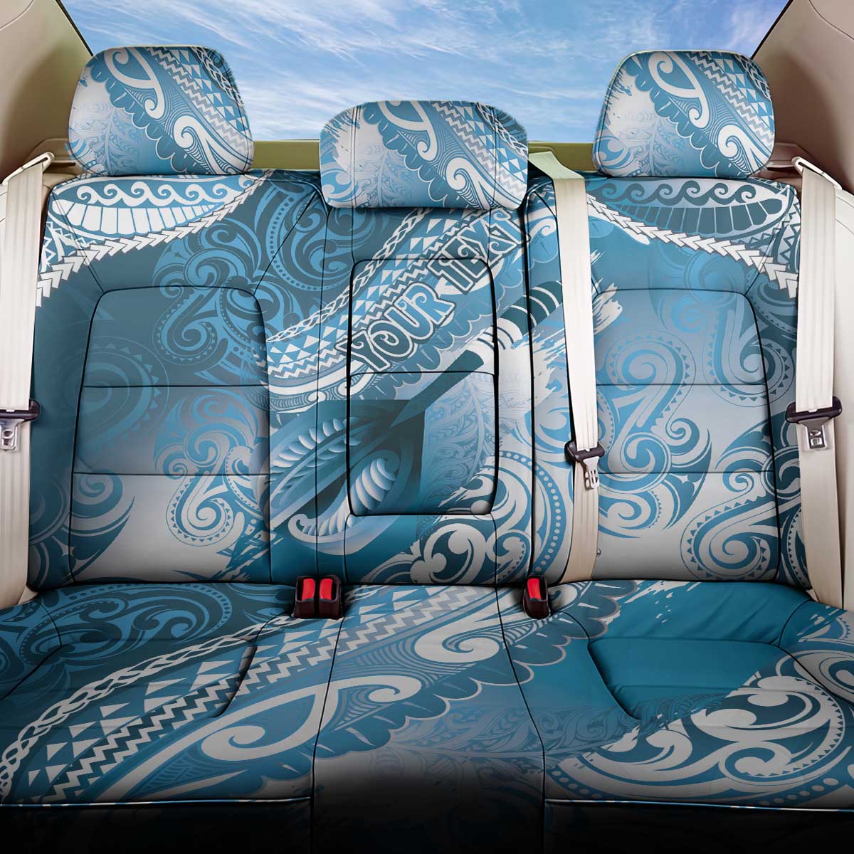 Personalised New Zealand Aotearoa Darts Masters Back Car Seat Cover Maori Art Tattoo with Tribal Dart Symbol Blue LT03 One Size Blue - Polynesian Pride
