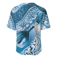 Personalised New Zealand Aotearoa Darts Masters Baseball Jersey Maori Art Tattoo with Tribal Dart Symbol Blue LT03 - Polynesian Pride