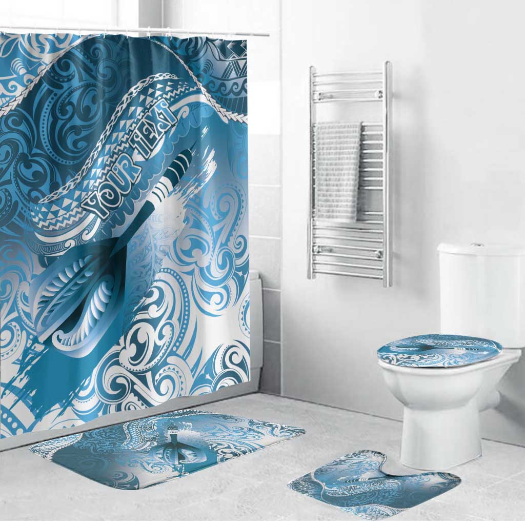 Personalised New Zealand Aotearoa Darts Masters Bathroom Set Maori Art Tattoo with Tribal Dart Symbol Blue LT03 Bathroom Set (4 pcs) Blue - Polynesian Pride