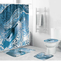Personalised New Zealand Aotearoa Darts Masters Bathroom Set Maori Art Tattoo with Tribal Dart Symbol Blue LT03 Bathroom Set (4 pcs) Blue - Polynesian Pride