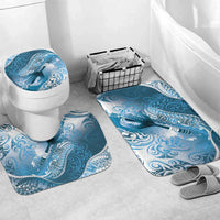 Personalised New Zealand Aotearoa Darts Masters Bathroom Set Maori Art Tattoo with Tribal Dart Symbol Blue LT03 Mat Set Only (3 pcs) One Size Blue - Polynesian Pride