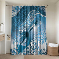 Personalised New Zealand Aotearoa Darts Masters Bathroom Set Maori Art Tattoo with Tribal Dart Symbol Blue LT03 Shower Curtain Only Blue - Polynesian Pride