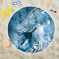 Personalised New Zealand Aotearoa Darts Masters Beach Blanket Maori Art Tattoo with Tribal Dart Symbol Blue LT03 One Size 150cm Blue - Polynesian Pride