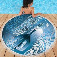 Personalised New Zealand Aotearoa Darts Masters Beach Blanket Maori Art Tattoo with Tribal Dart Symbol Blue LT03 - Polynesian Pride
