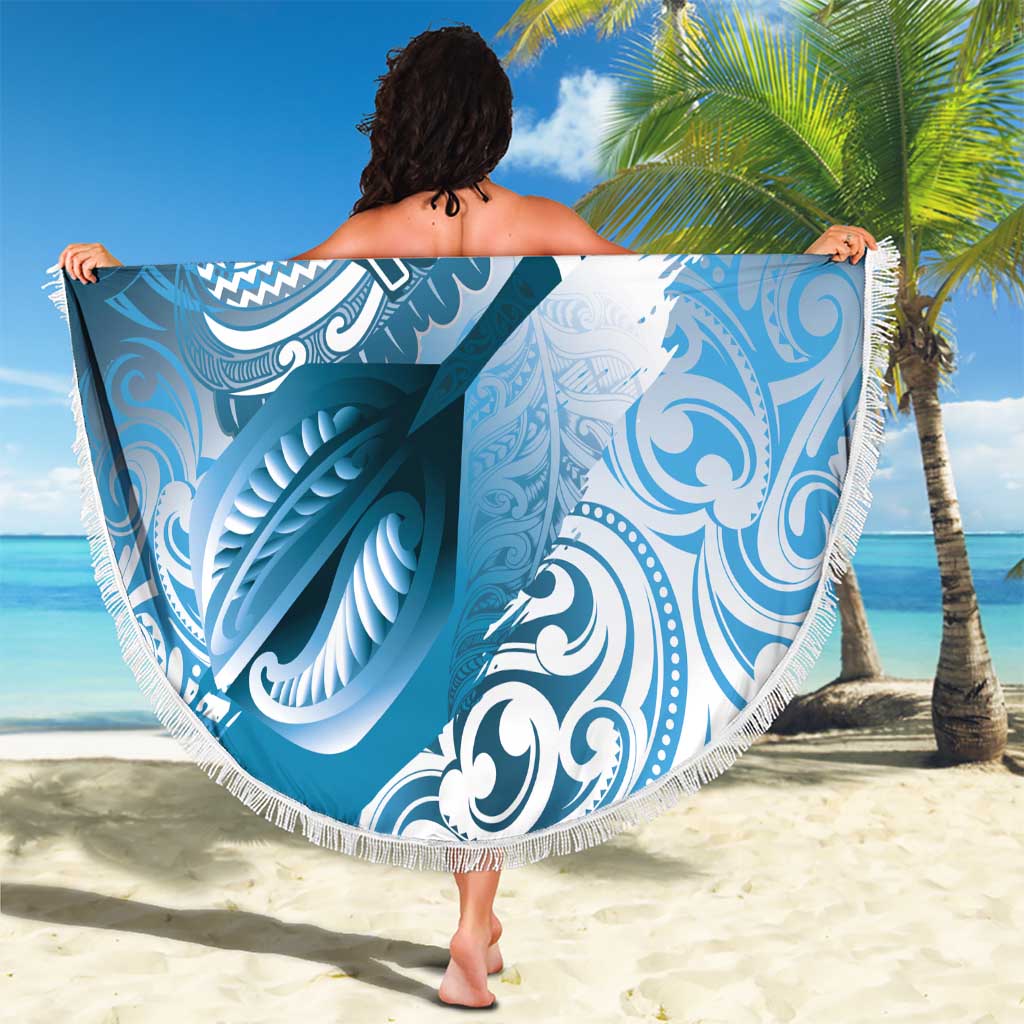 Personalised New Zealand Aotearoa Darts Masters Beach Blanket Maori Art Tattoo with Tribal Dart Symbol Blue LT03 - Polynesian Pride