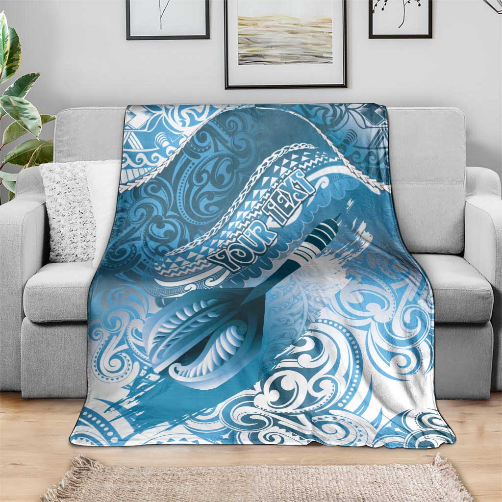 Personalised New Zealand Aotearoa Darts Masters Blanket Maori Art Tattoo with Tribal Dart Symbol Blue LT03 - Polynesian Pride
