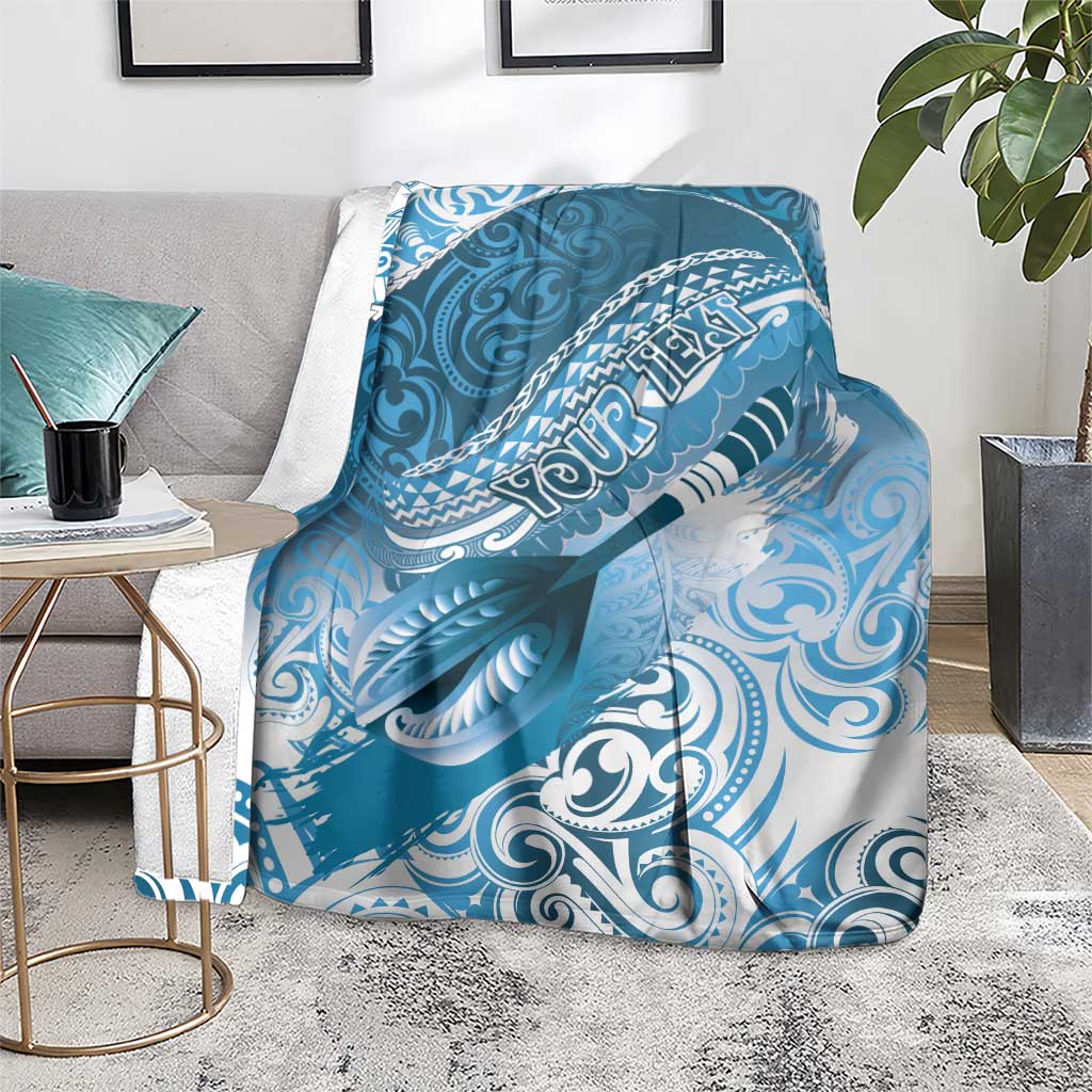 Personalised New Zealand Aotearoa Darts Masters Blanket Maori Art Tattoo with Tribal Dart Symbol Blue LT03 - Polynesian Pride