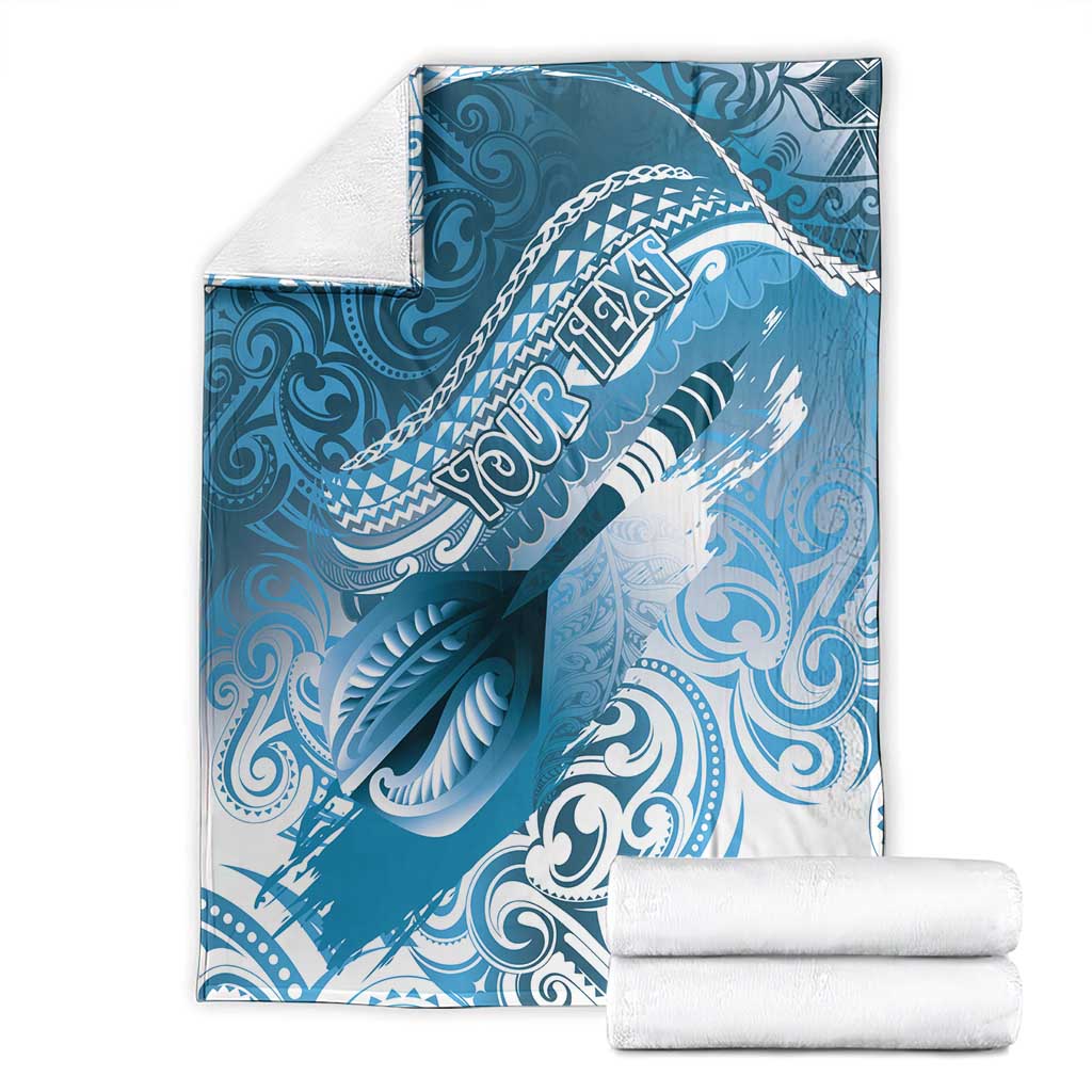 Personalised New Zealand Aotearoa Darts Masters Blanket Maori Art Tattoo with Tribal Dart Symbol Blue LT03 - Polynesian Pride