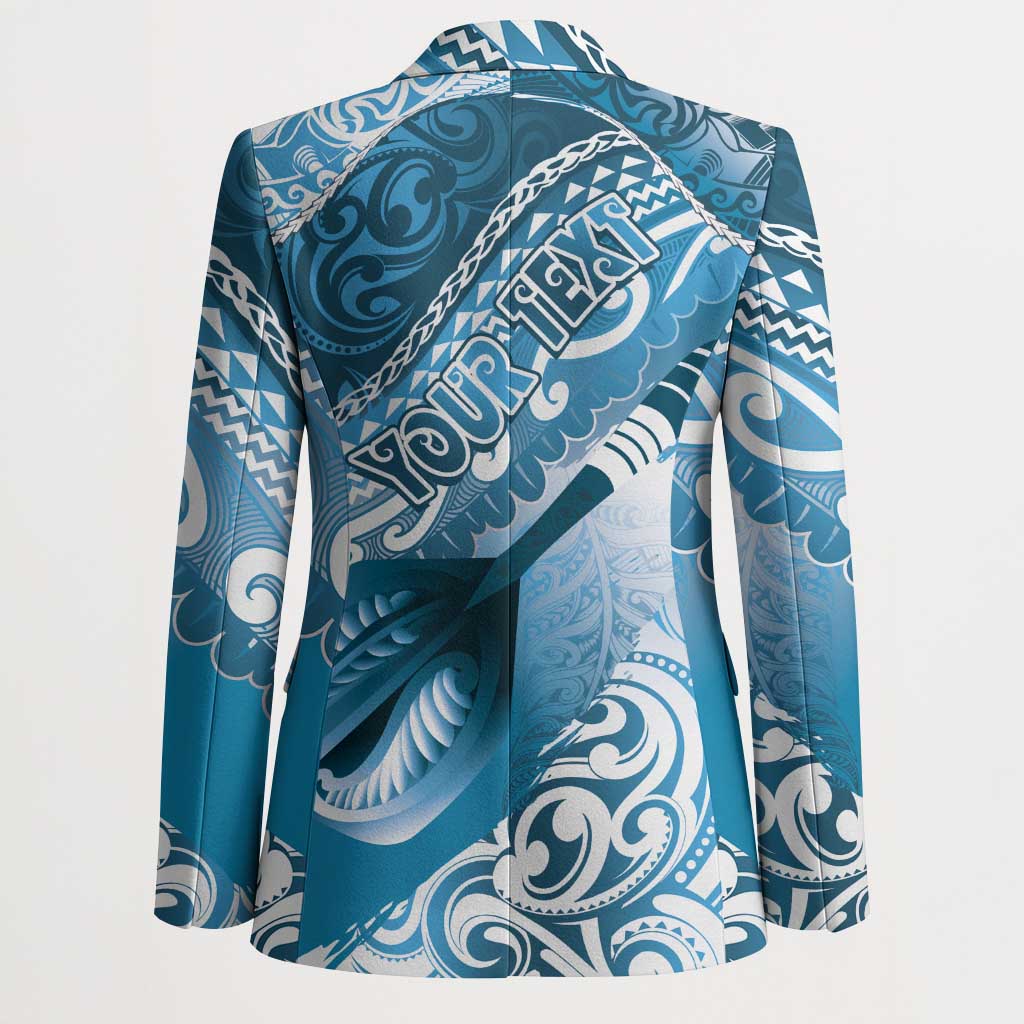 Personalised New Zealand Aotearoa Darts Masters Blazer Maori Art Tattoo with Tribal Dart Symbol Blue LT03 - Polynesian Pride