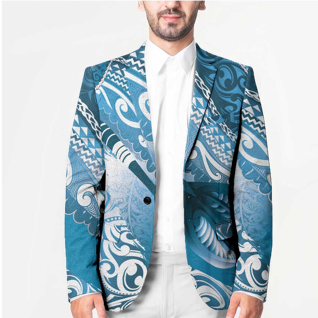 Personalised New Zealand Aotearoa Darts Masters Blazer Maori Art Tattoo with Tribal Dart Symbol Blue LT03 - Polynesian Pride