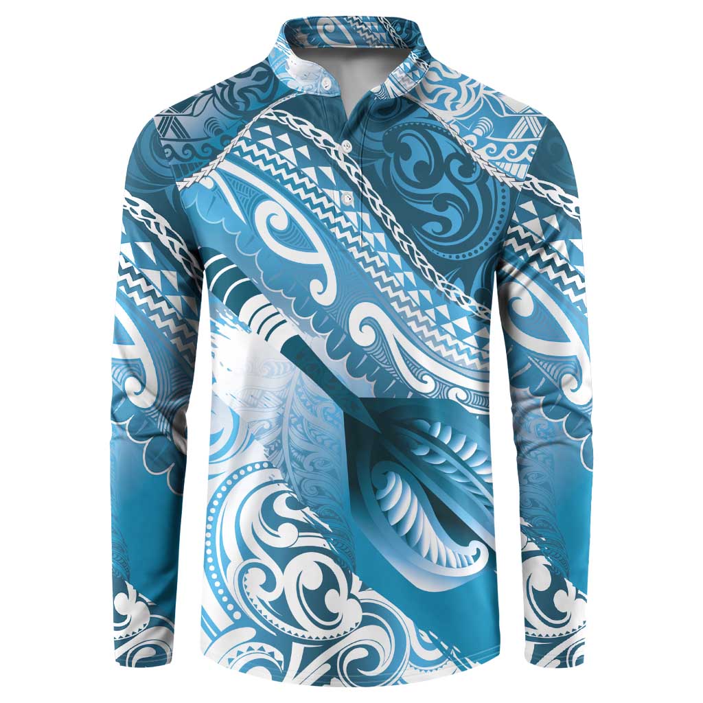 Personalised New Zealand Aotearoa Darts Masters Button Sweatshirt Maori Art Tattoo with Tribal Dart Symbol Blue LT03 Blue - Polynesian Pride