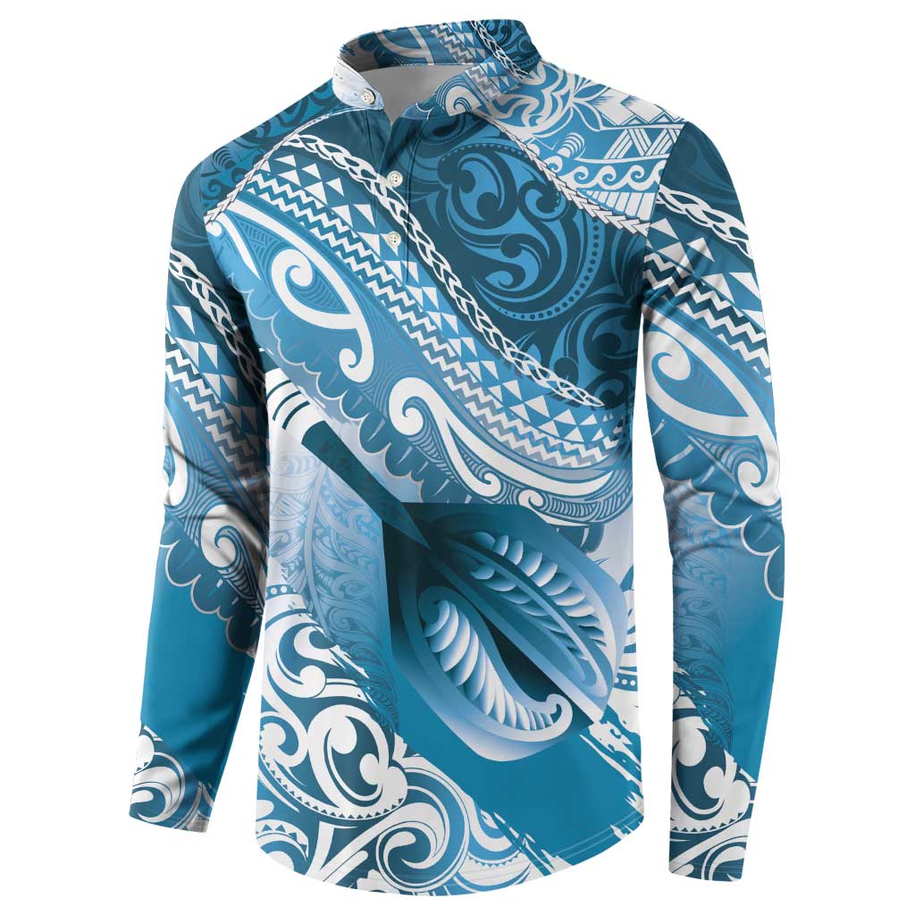 Personalised New Zealand Aotearoa Darts Masters Button Sweatshirt Maori Art Tattoo with Tribal Dart Symbol Blue LT03 - Polynesian Pride