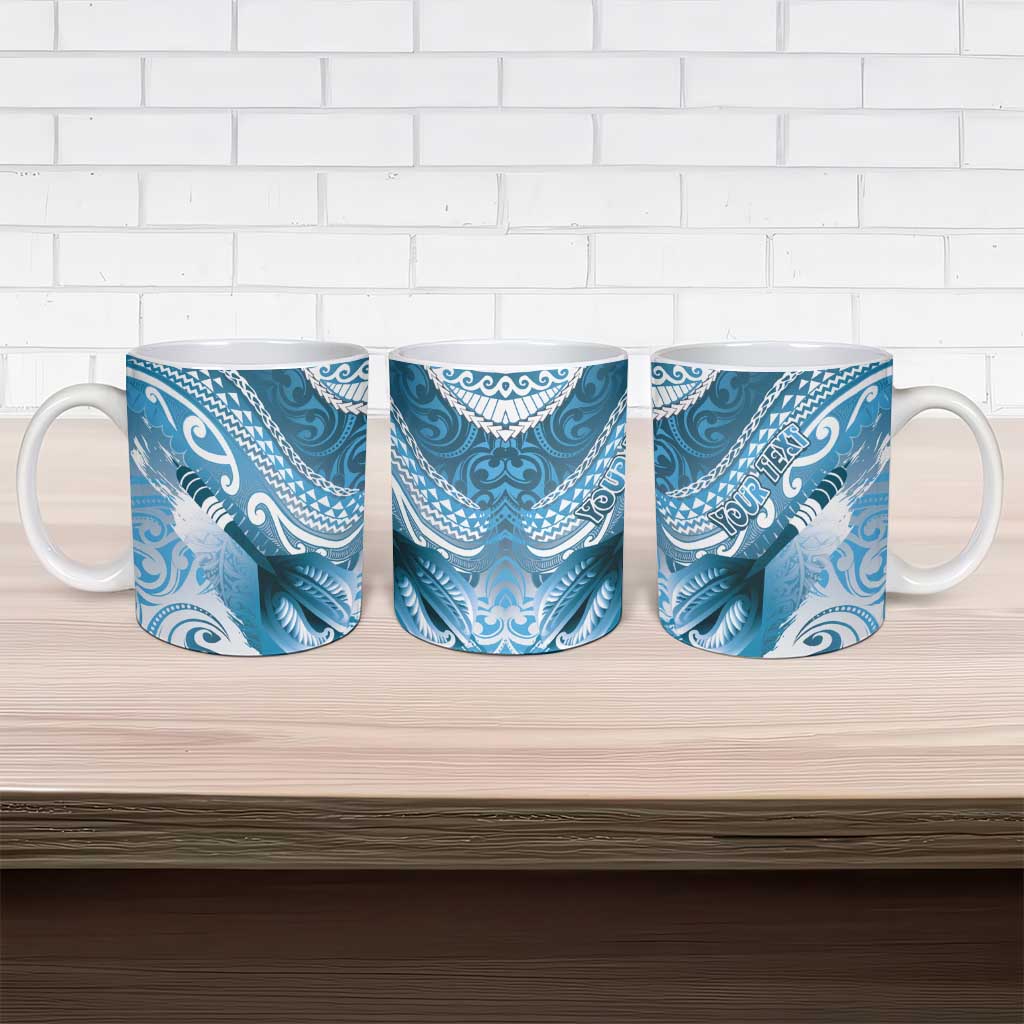 Personalised New Zealand Aotearoa Darts Masters Ceramic Mug Maori Art Tattoo with Tribal Dart Symbol Blue LT03 - Polynesian Pride