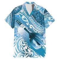 Personalised New Zealand Aotearoa Darts Masters Family Matching Mermaid Dress and Hawaiian Shirt Maori Art Tattoo with Tribal Dart Symbol Blue LT03 Dad's Shirt - Short Sleeve Blue - Polynesian Pride