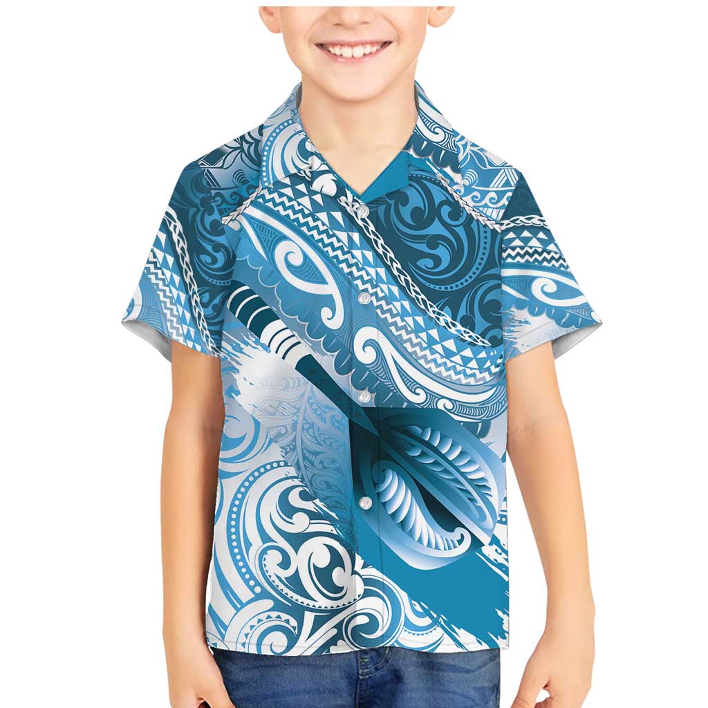 Personalised New Zealand Aotearoa Darts Masters Family Matching Mermaid Dress and Hawaiian Shirt Maori Art Tattoo with Tribal Dart Symbol Blue LT03 Son's Shirt Blue - Polynesian Pride
