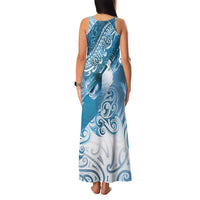 Personalised New Zealand Aotearoa Darts Masters Family Matching Tank Maxi Dress and Hawaiian Shirt Maori Art Tattoo with Tribal Dart Symbol Blue LT03 - Polynesian Pride