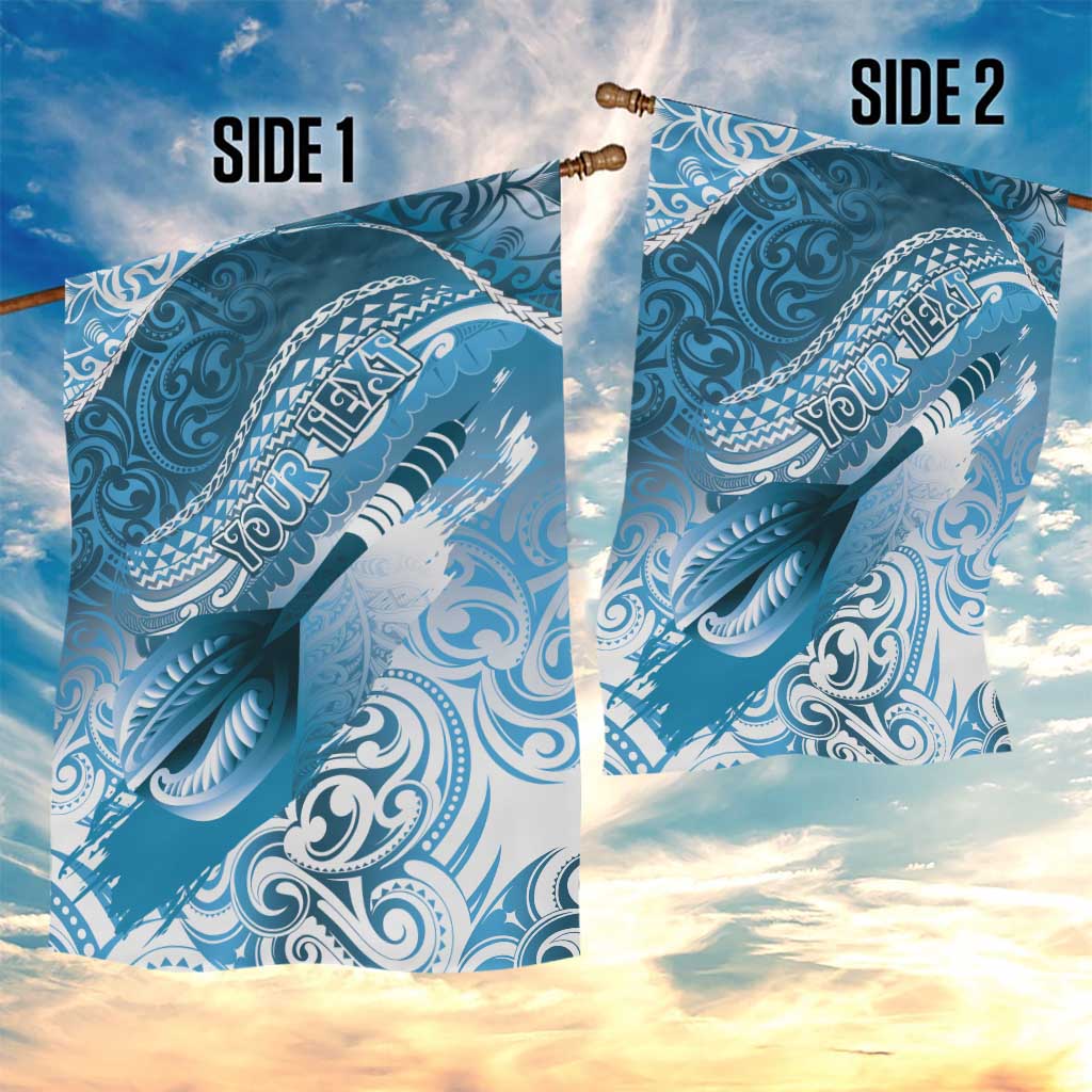 Personalised New Zealand Aotearoa Darts Masters Garden Flag Maori Art Tattoo with Tribal Dart Symbol Blue LT03 - Polynesian Pride