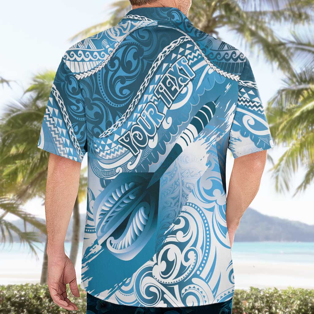 Personalised New Zealand Aotearoa Darts Masters Hawaiian Shirt Maori Art Tattoo with Tribal Dart Symbol Blue LT03 - Polynesian Pride