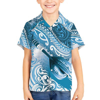 Personalised New Zealand Aotearoa Darts Masters Hawaiian Shirt Maori Art Tattoo with Tribal Dart Symbol Blue LT03 - Polynesian Pride