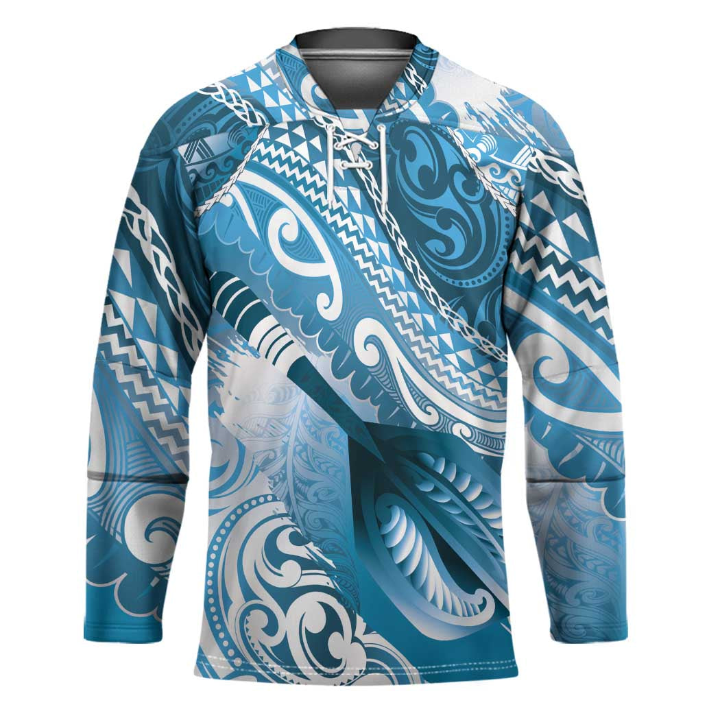 Personalised New Zealand Aotearoa Darts Masters Hockey Jersey Maori Art Tattoo with Tribal Dart Symbol Blue - Polynesian Pride