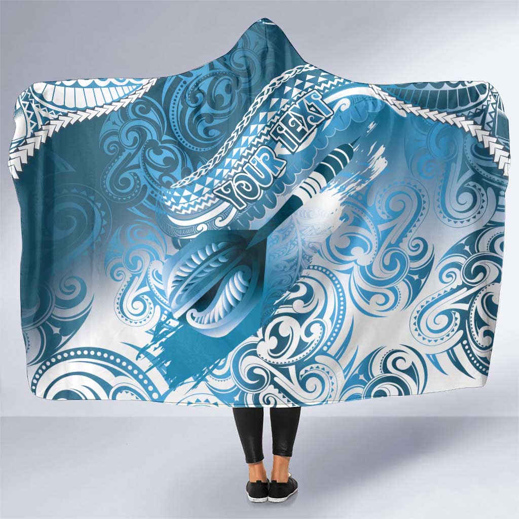 Personalised New Zealand Aotearoa Darts Masters Hooded Blanket Maori Art Tattoo with Tribal Dart Symbol Blue LT03 One Size Blue - Polynesian Pride
