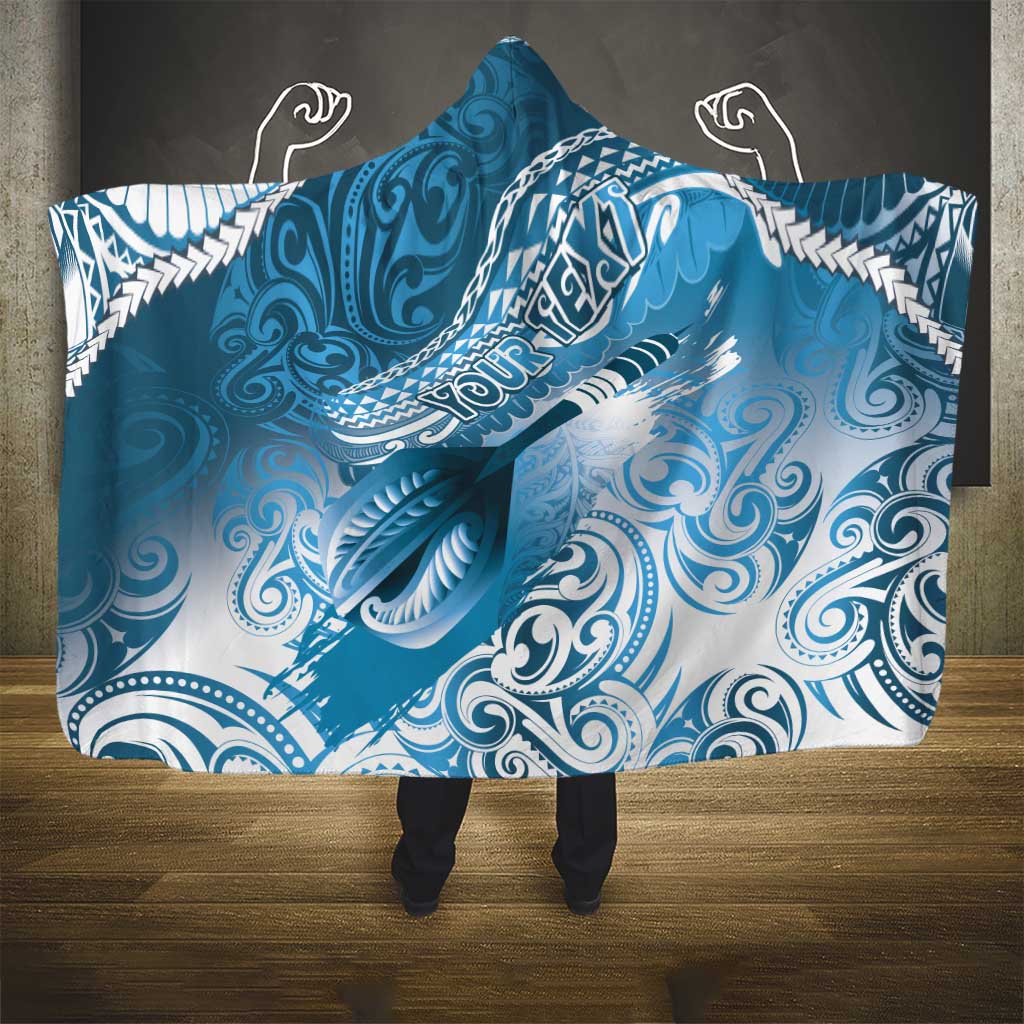Personalised New Zealand Aotearoa Darts Masters Hooded Blanket Maori Art Tattoo with Tribal Dart Symbol Blue LT03 - Polynesian Pride