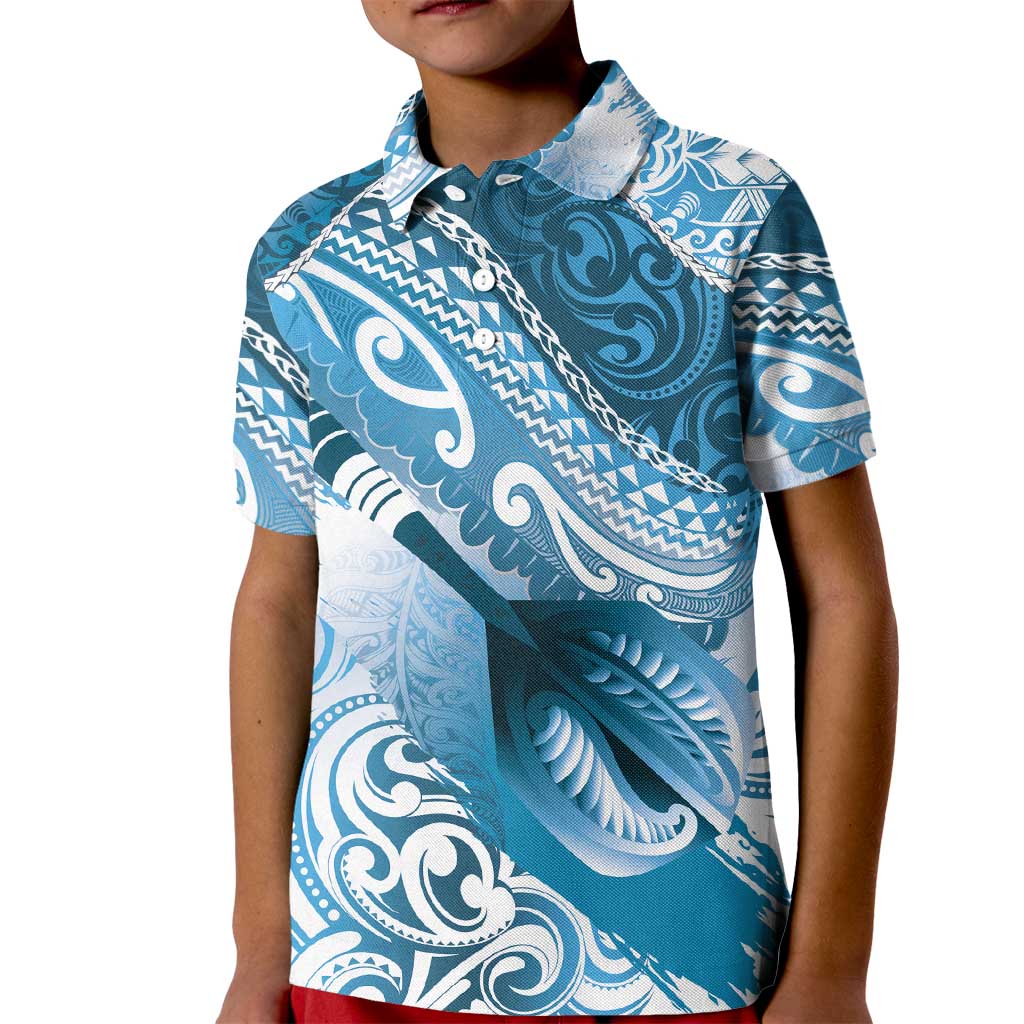 Personalised New Zealand Aotearoa Darts Masters Kid Polo Shirt Maori Art Tattoo with Tribal Dart Symbol Blue LT03 Kid Blue - Polynesian Pride