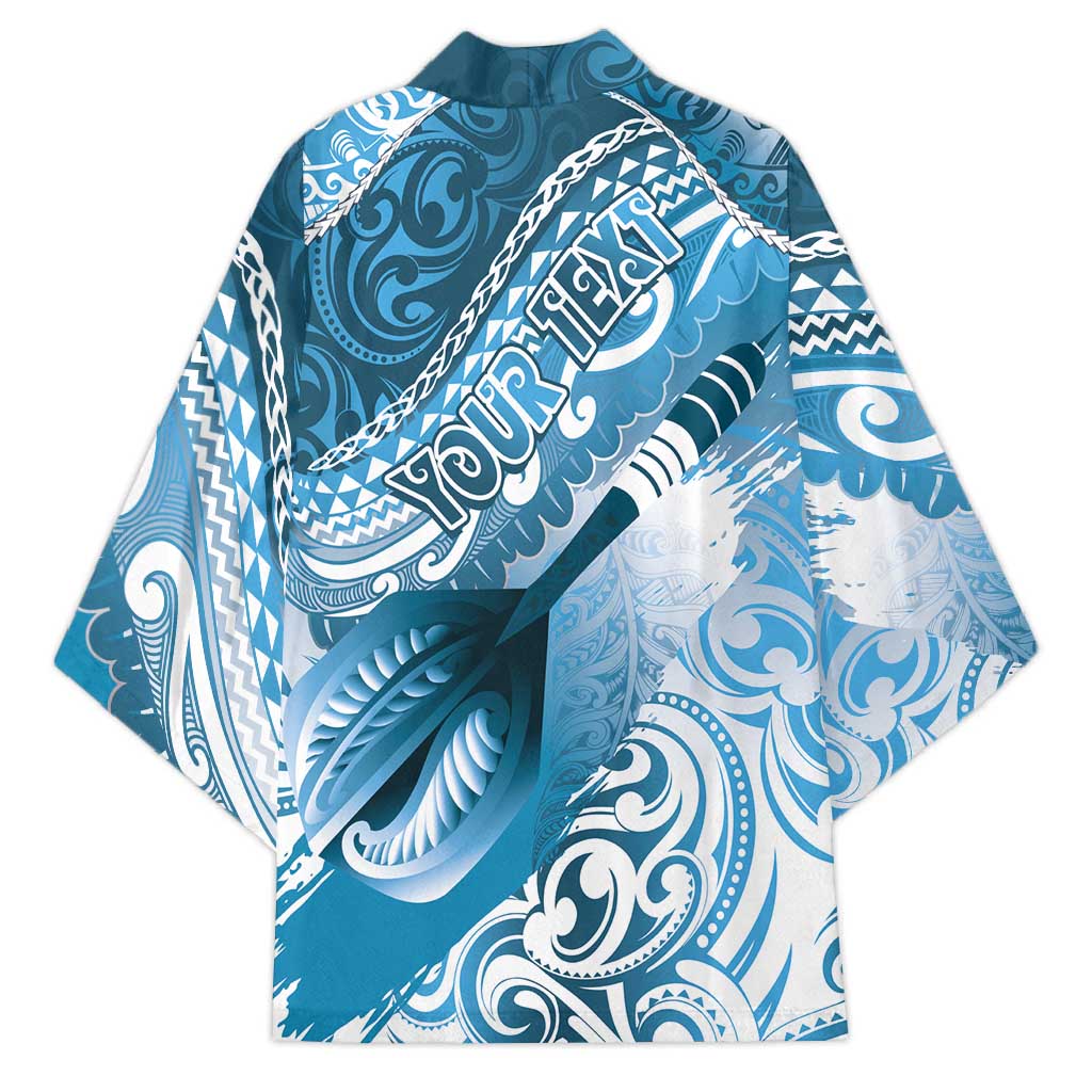 Personalised New Zealand Aotearoa Darts Masters Kimono Maori Art Tattoo with Tribal Dart Symbol Blue LT03 - Polynesian Pride