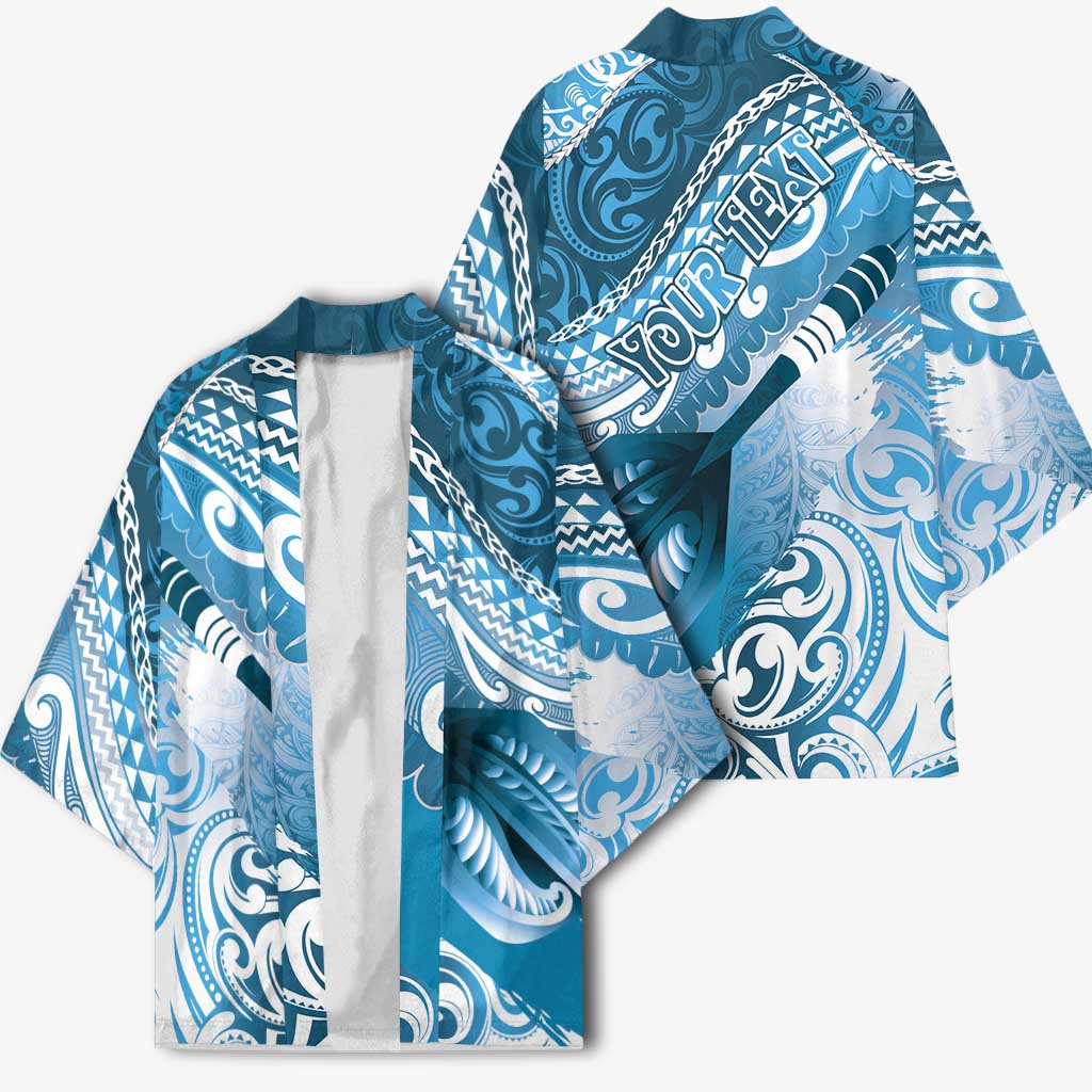 Personalised New Zealand Aotearoa Darts Masters Kimono Maori Art Tattoo with Tribal Dart Symbol Blue LT03 - Polynesian Pride