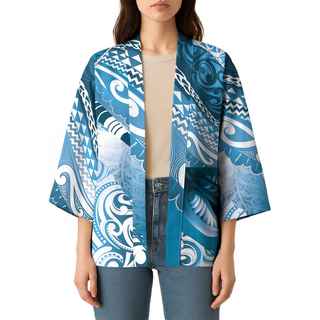 Personalised New Zealand Aotearoa Darts Masters Kimono Maori Art Tattoo with Tribal Dart Symbol Blue LT03 - Polynesian Pride