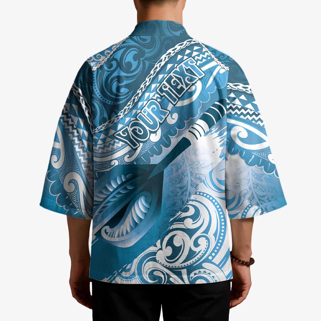 Personalised New Zealand Aotearoa Darts Masters Kimono Maori Art Tattoo with Tribal Dart Symbol Blue LT03 - Polynesian Pride