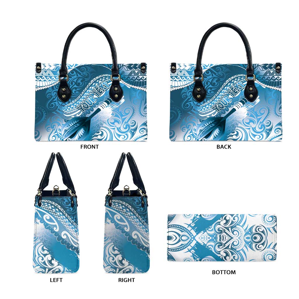 Personalised New Zealand Aotearoa Darts Masters Leather Bag Maori Art Tattoo with Tribal Dart Symbol Blue LT03 - Polynesian Pride