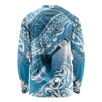 Personalised New Zealand Aotearoa Darts Masters Long Sleeve Shirt Maori Art Tattoo with Tribal Dart Symbol Blue LT03 - Polynesian Pride